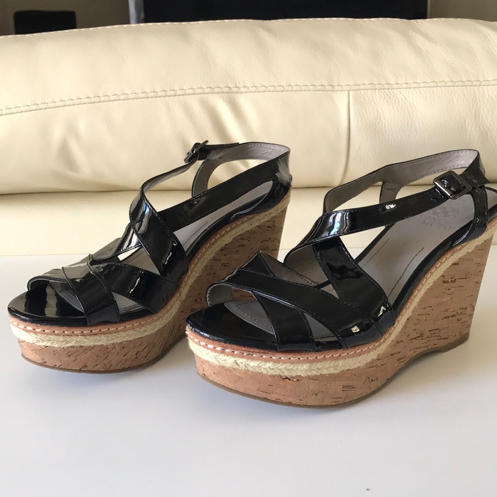 Cork Wedge with Patent Leather Upper